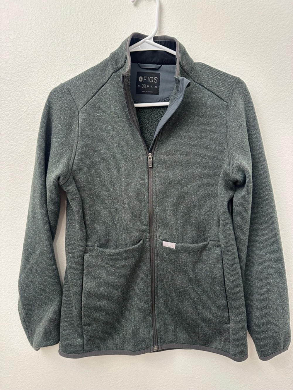 FIGS Heathered Olive Green Half-Zip Jacket